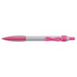 Tow tone plastic pen with click action with cancer/aids ribbon design with black German ink